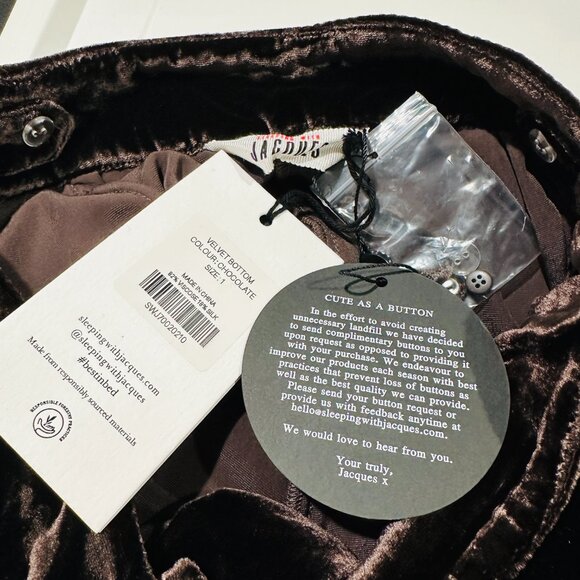 Sleeping with Jacques Jane Bond Brown Velvet Co-ord Set US4 Pants & Blazer Silk - Picture 15 of 16